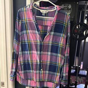 Old Navy Pink and Blue Plaid Button-Down Shirt